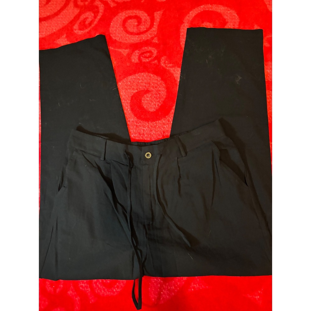 Runcati Mens Black Cotton Casual Drawstring Pants Straight Leg XL PQ7161HS1L